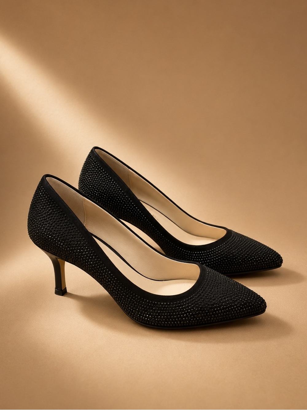 INC International Concepts Black Rhinestone Pointed Toe Heels Size 9